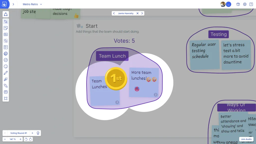 The Voting spotlight feature shows the most voted-for topic on a Spreo board